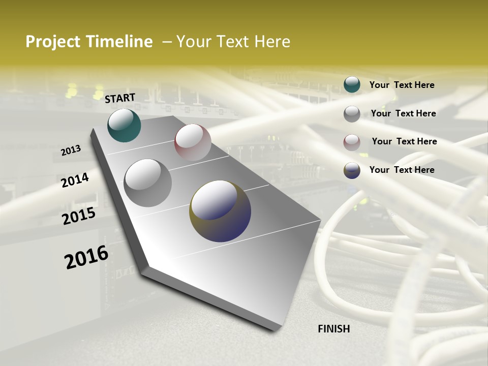 Stacked Network Switches With Cat 5 Cables PowerPoint Template