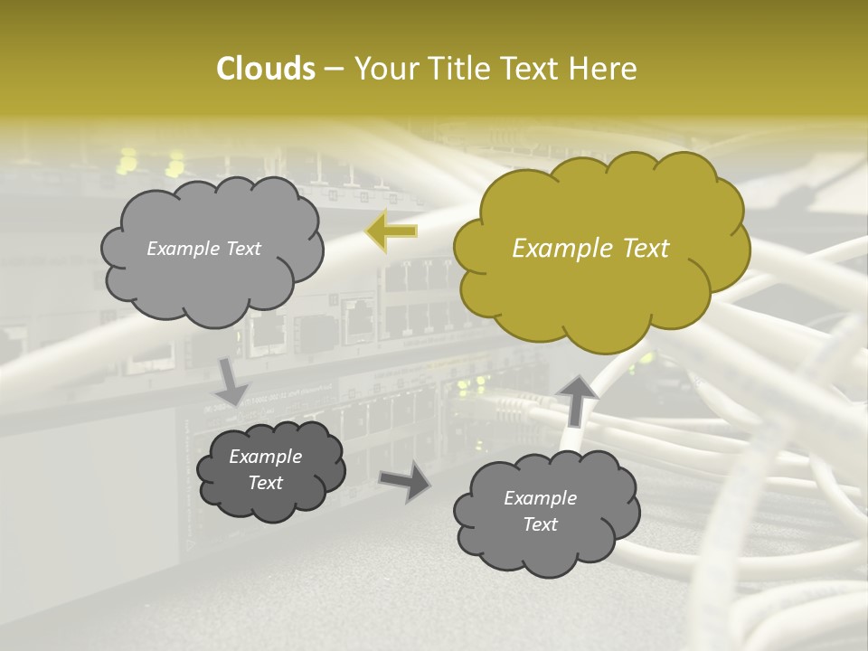Stacked Network Switches With Cat 5 Cables PowerPoint Template