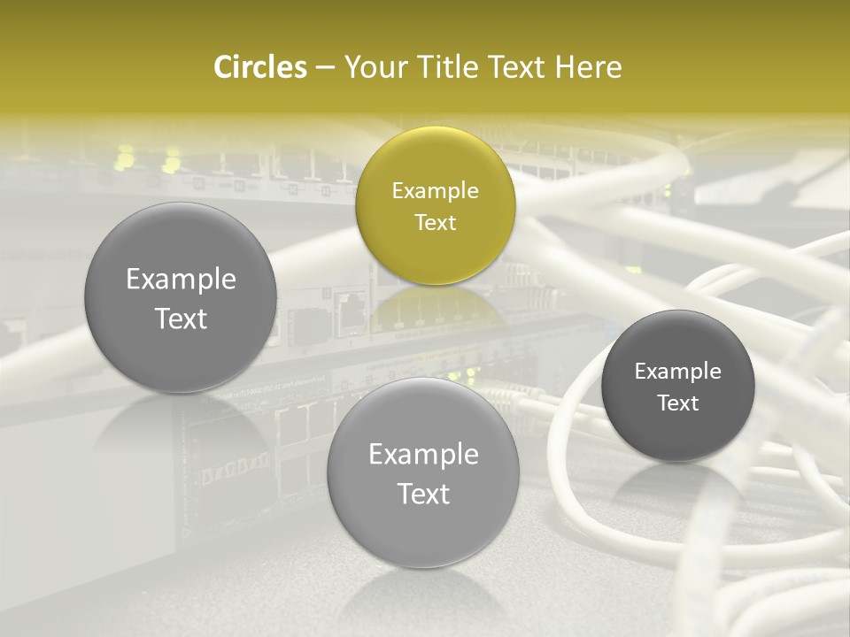 Stacked Network Switches With Cat 5 Cables PowerPoint Template