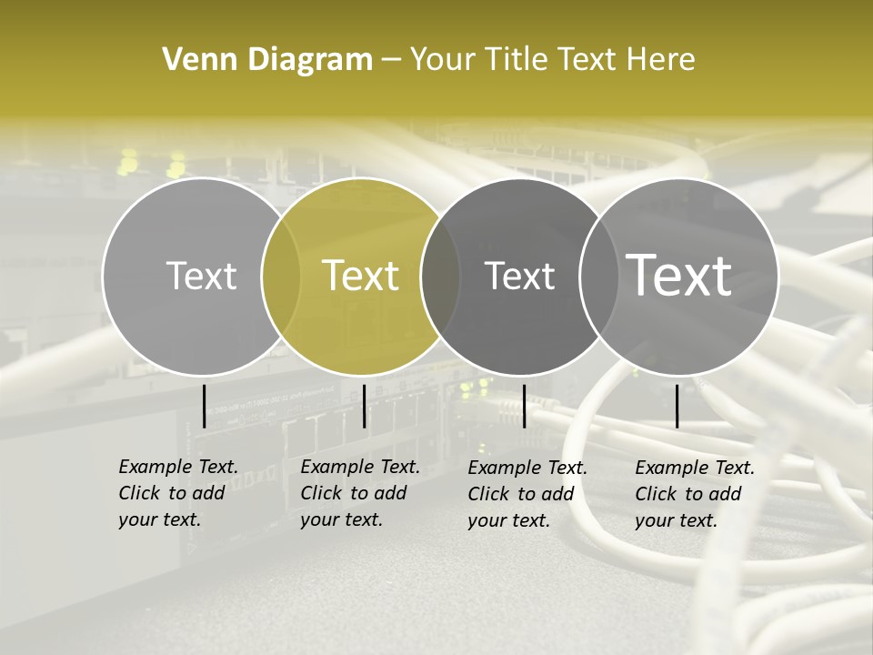 Stacked Network Switches With Cat 5 Cables PowerPoint Template
