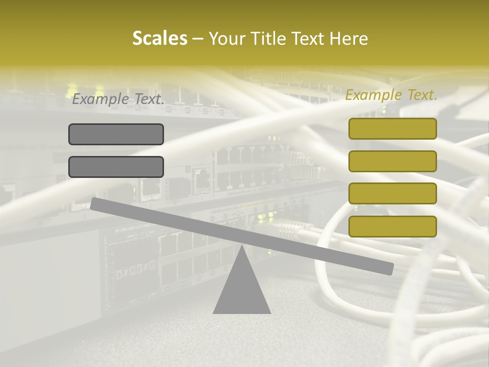 Stacked Network Switches With Cat 5 Cables PowerPoint Template