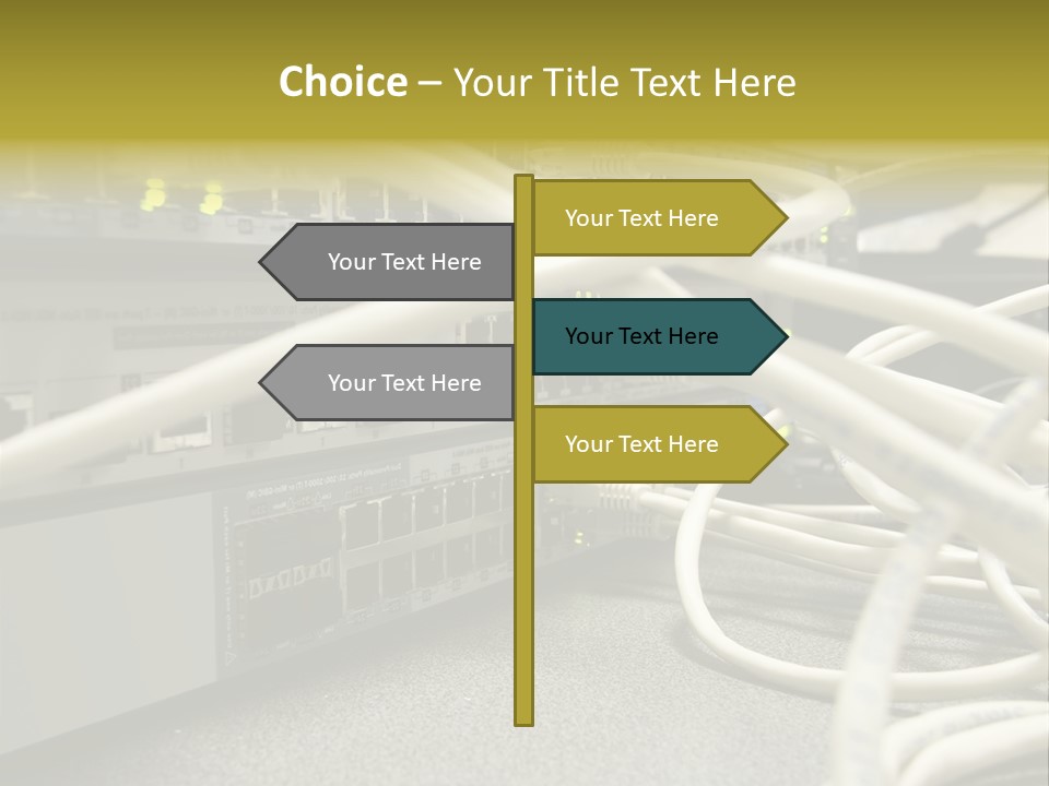 Stacked Network Switches With Cat 5 Cables PowerPoint Template