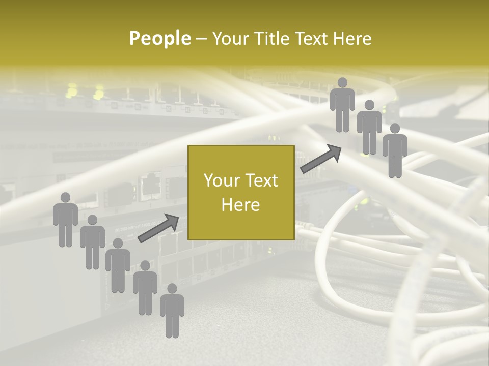 Stacked Network Switches With Cat 5 Cables PowerPoint Template