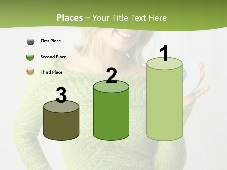Woman Holding A Blank Cd PowerPoint Template