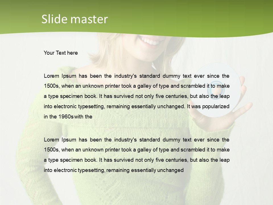 Woman Holding A Blank Cd PowerPoint Template