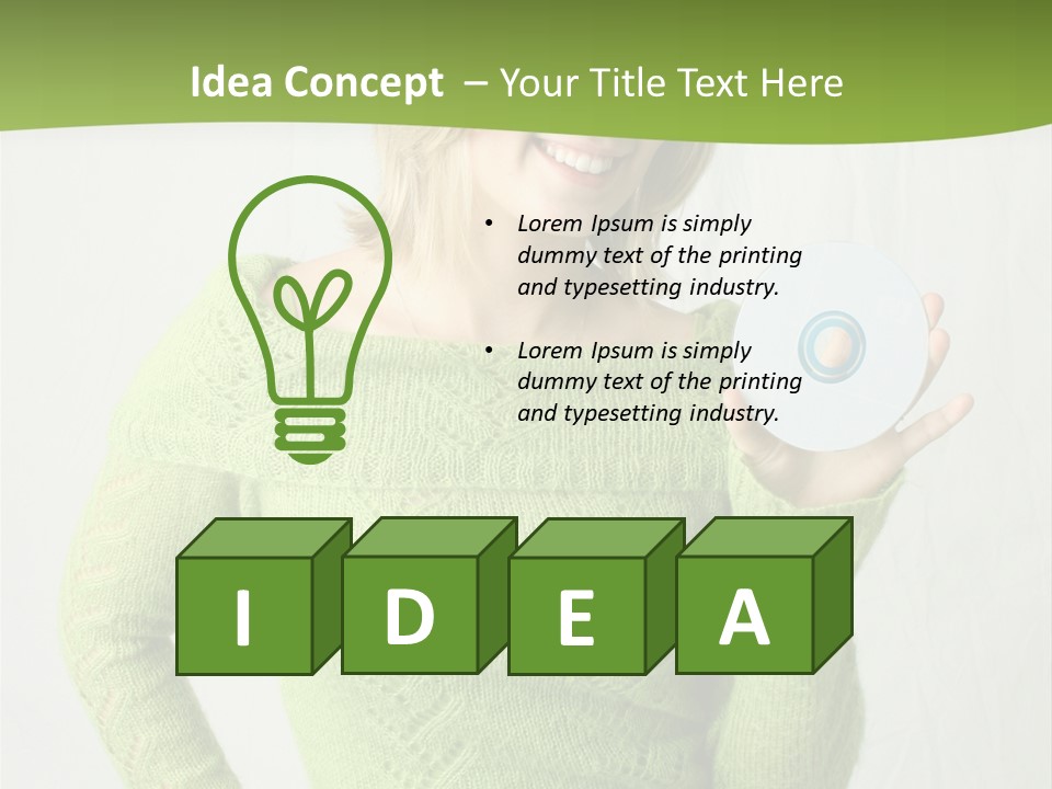 Woman Holding A Blank Cd PowerPoint Template