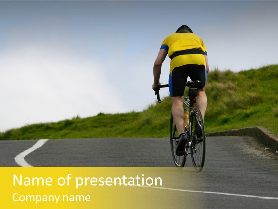 Cyclist Riding Uphill PowerPoint Template