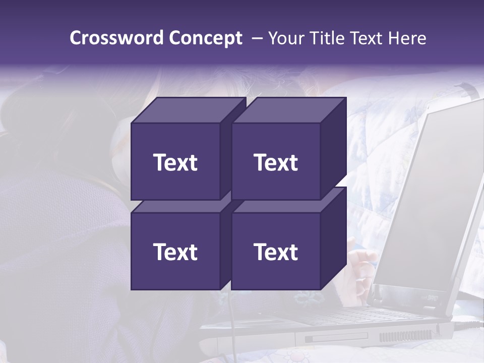 Two Small Girls, One With Laptop And Headphones Pointing At The Screen And The Other Watching It PowerPoint Template