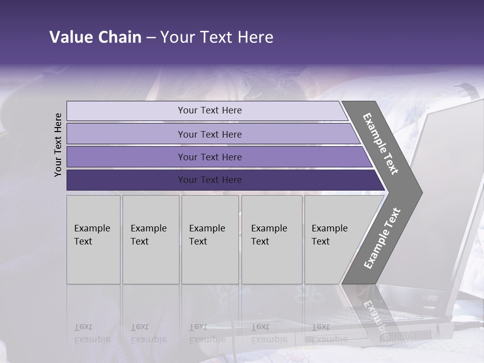 Two Small Girls, One With Laptop And Headphones Pointing At The Screen And The Other Watching It PowerPoint Template