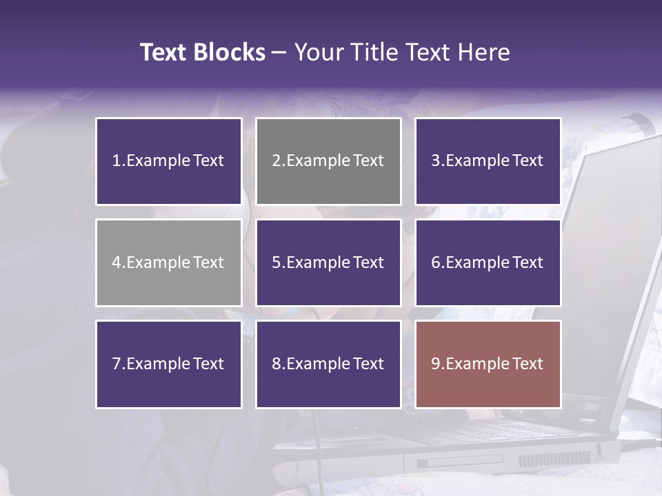 Two Small Girls, One With Laptop And Headphones Pointing At The Screen And The Other Watching It PowerPoint Template