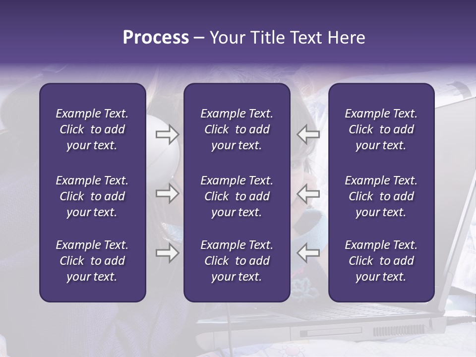 Two Small Girls, One With Laptop And Headphones Pointing At The Screen And The Other Watching It PowerPoint Template