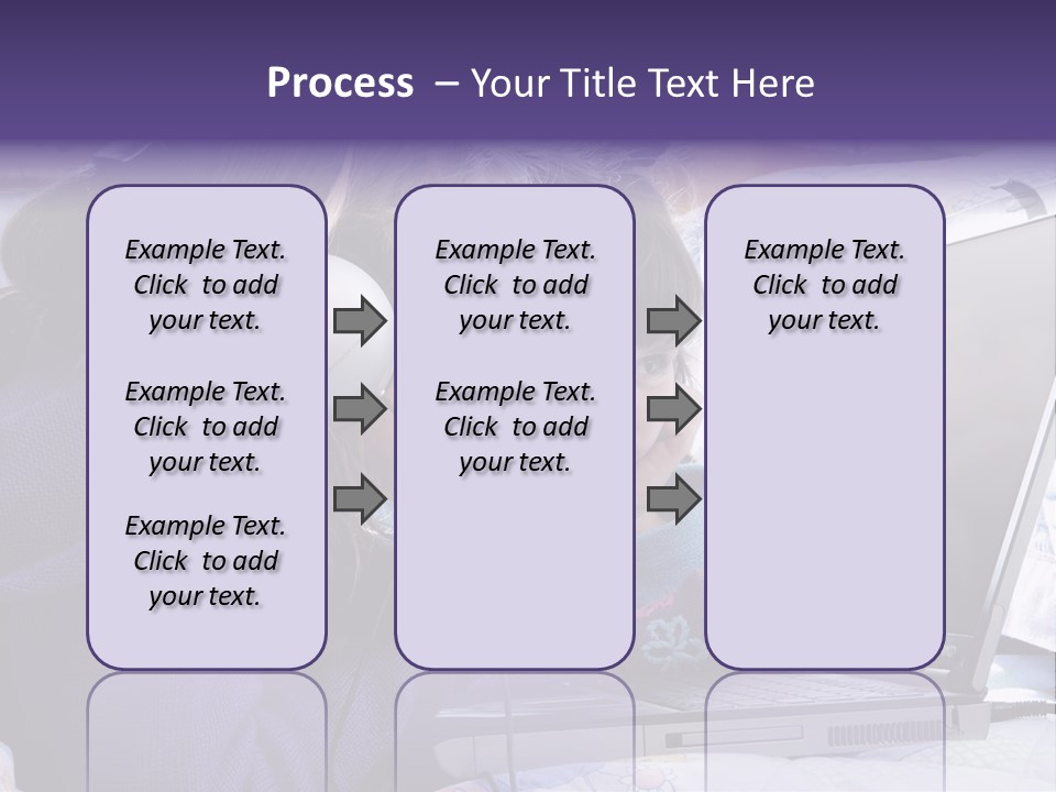 Two Small Girls, One With Laptop And Headphones Pointing At The Screen And The Other Watching It PowerPoint Template