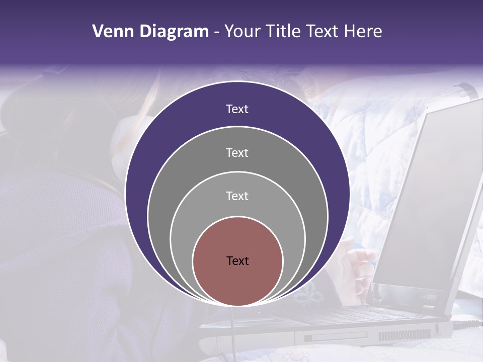 Two Small Girls, One With Laptop And Headphones Pointing At The Screen And The Other Watching It PowerPoint Template