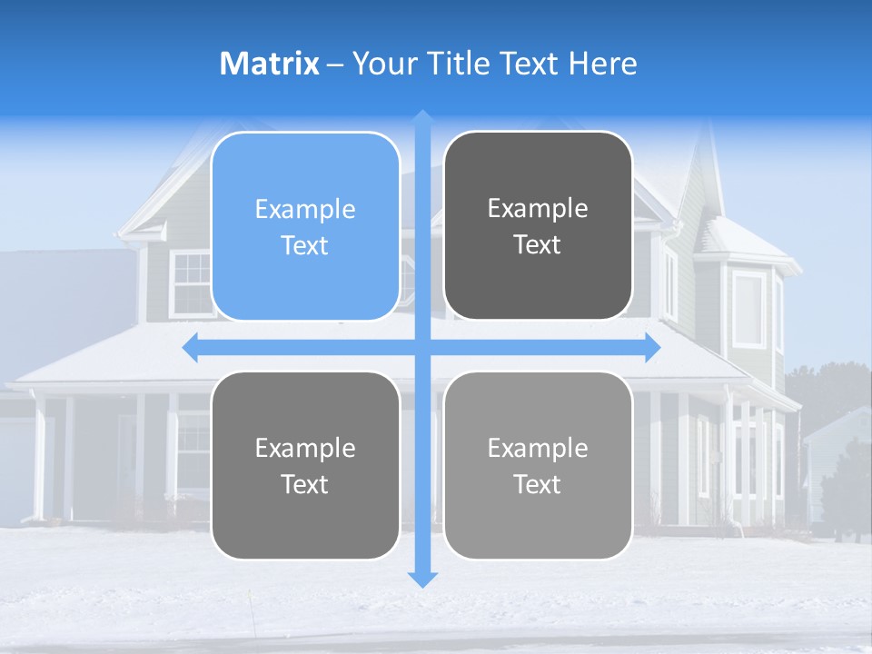 A View Of A New Home In Winter, Covered With Snow. PowerPoint Template