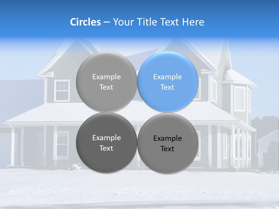 A View Of A New Home In Winter, Covered With Snow. PowerPoint Template