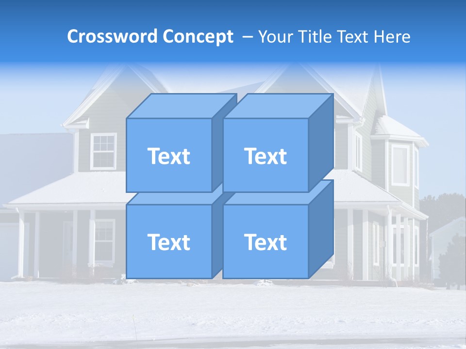A View Of A New Home In Winter, Covered With Snow. PowerPoint Template