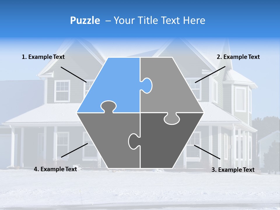 A View Of A New Home In Winter, Covered With Snow. PowerPoint Template