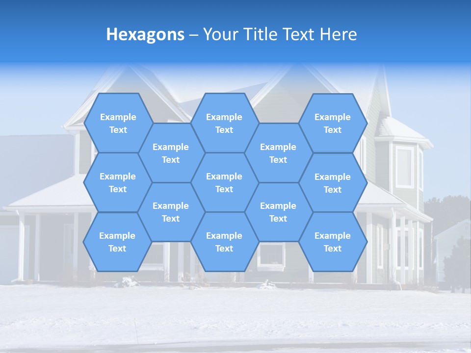 A View Of A New Home In Winter, Covered With Snow. PowerPoint Template