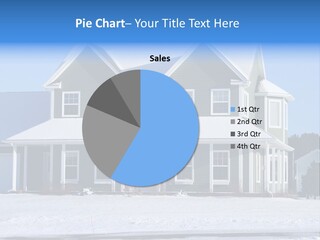 A View Of A New Home In Winter, Covered With Snow. PowerPoint Template