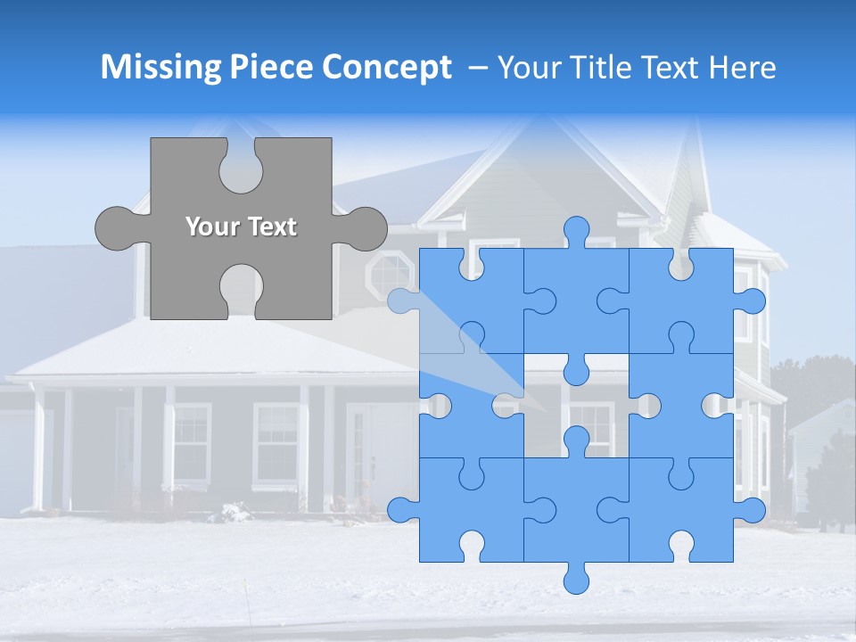 A View Of A New Home In Winter, Covered With Snow. PowerPoint Template