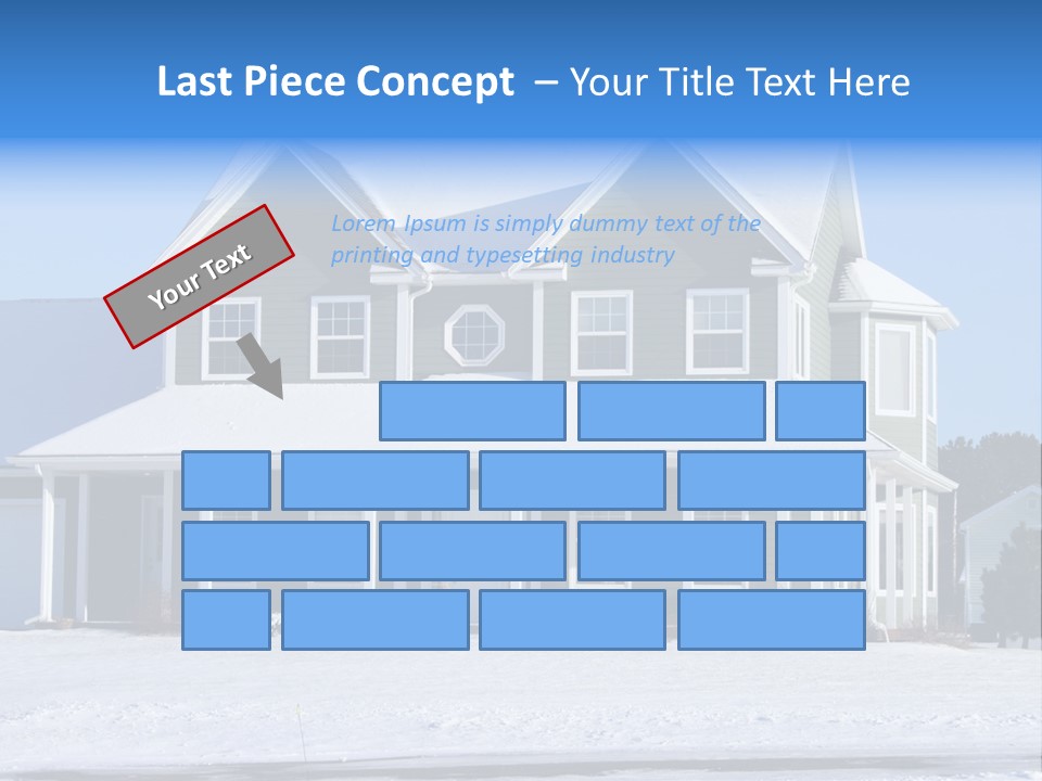 A View Of A New Home In Winter, Covered With Snow. PowerPoint Template