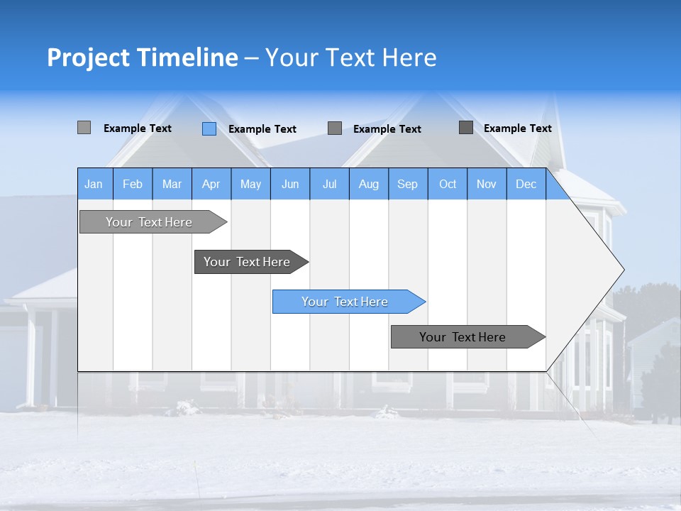 A View Of A New Home In Winter, Covered With Snow. PowerPoint Template