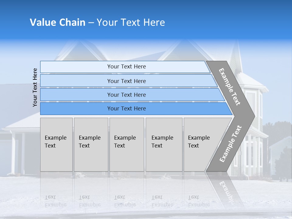 A View Of A New Home In Winter, Covered With Snow. PowerPoint Template