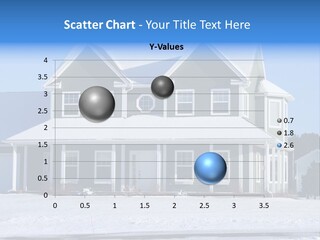 A View Of A New Home In Winter, Covered With Snow. PowerPoint Template