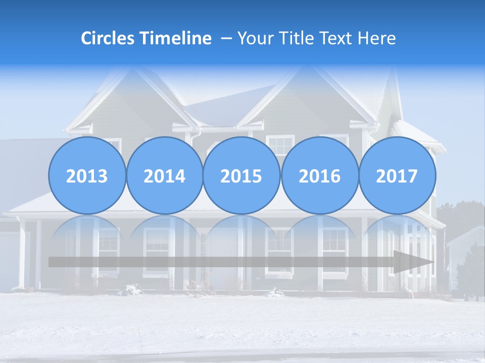 A View Of A New Home In Winter, Covered With Snow. PowerPoint Template