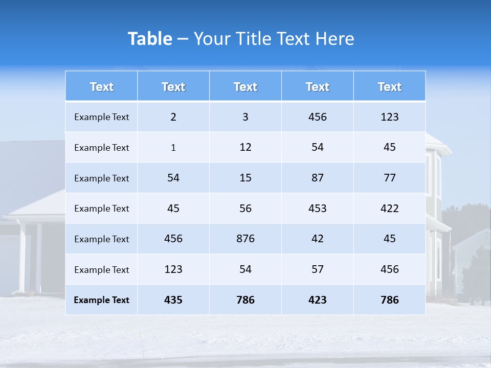 A View Of A New Home In Winter, Covered With Snow. PowerPoint Template
