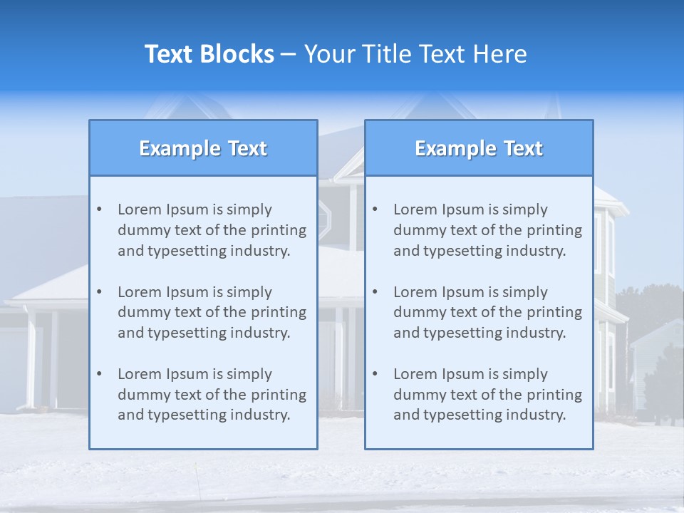 A View Of A New Home In Winter, Covered With Snow. PowerPoint Template