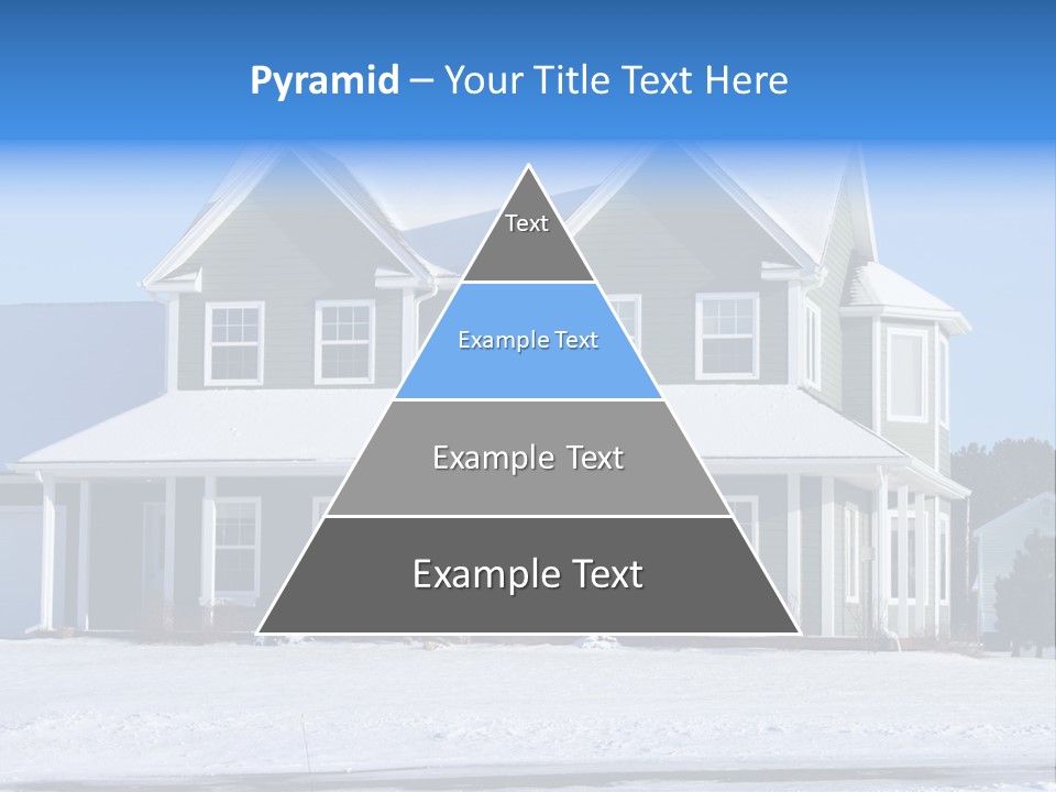 A View Of A New Home In Winter, Covered With Snow. PowerPoint Template