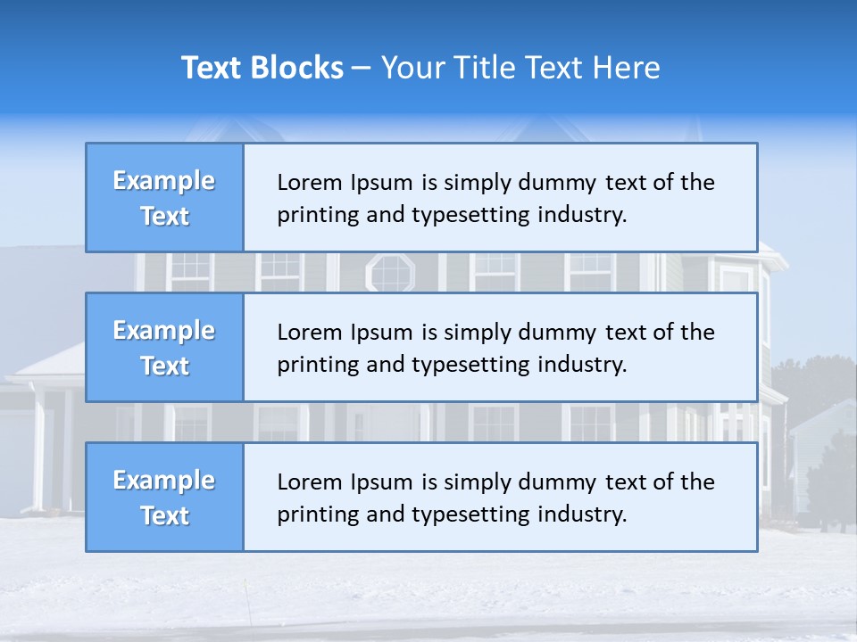 A View Of A New Home In Winter, Covered With Snow. PowerPoint Template