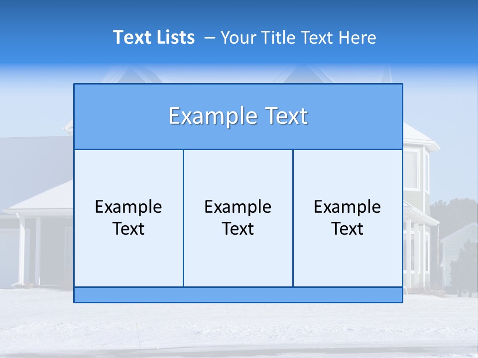 A View Of A New Home In Winter, Covered With Snow. PowerPoint Template