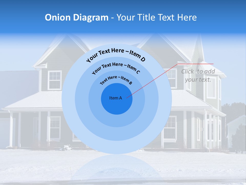A View Of A New Home In Winter, Covered With Snow. PowerPoint Template