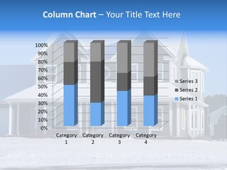 A View Of A New Home In Winter, Covered With Snow. PowerPoint Template