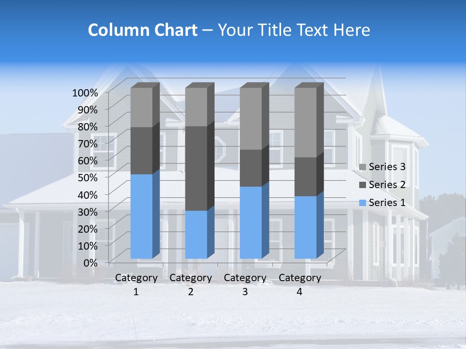 A View Of A New Home In Winter, Covered With Snow. PowerPoint Template