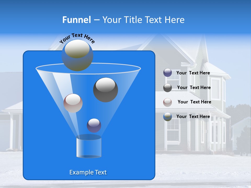A View Of A New Home In Winter, Covered With Snow. PowerPoint Template