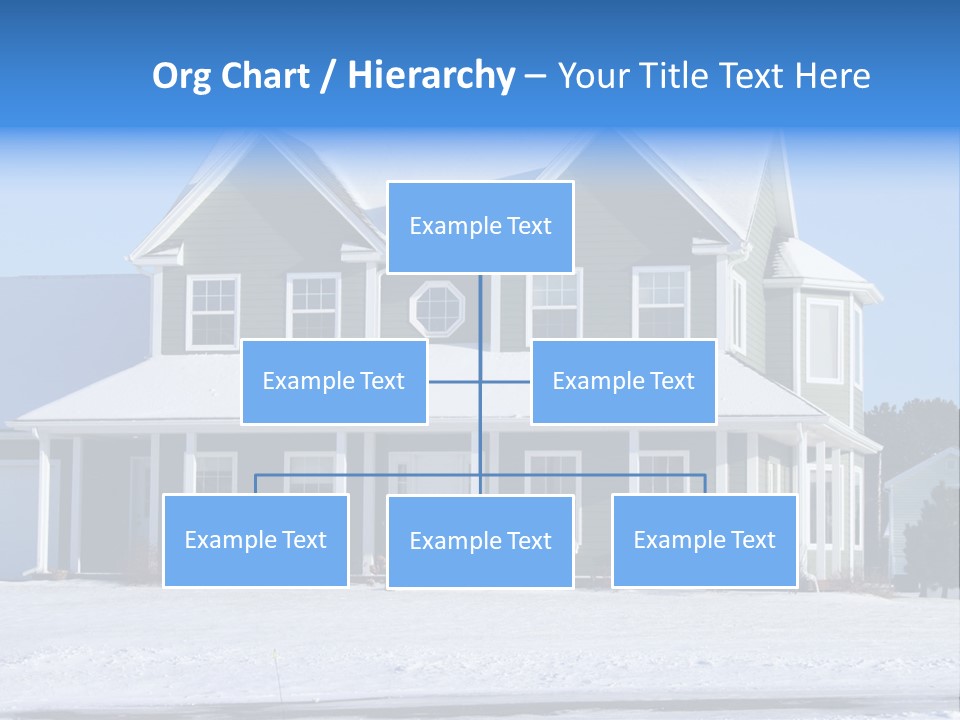 A View Of A New Home In Winter, Covered With Snow. PowerPoint Template