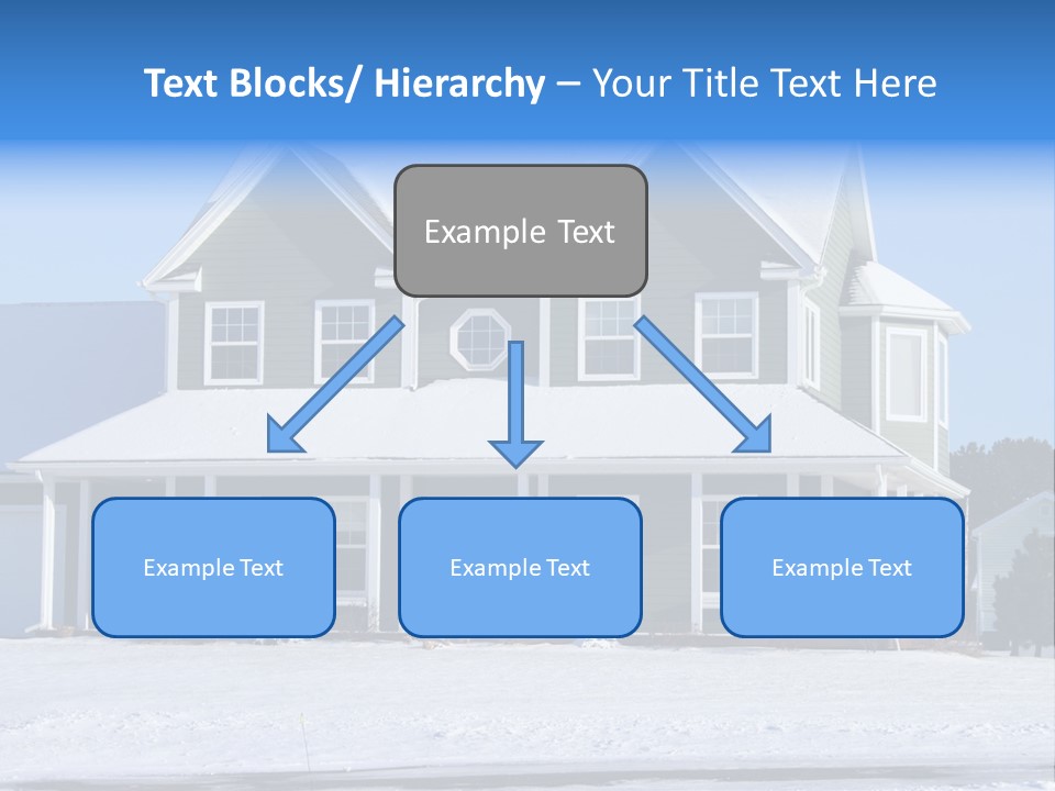 A View Of A New Home In Winter, Covered With Snow. PowerPoint Template