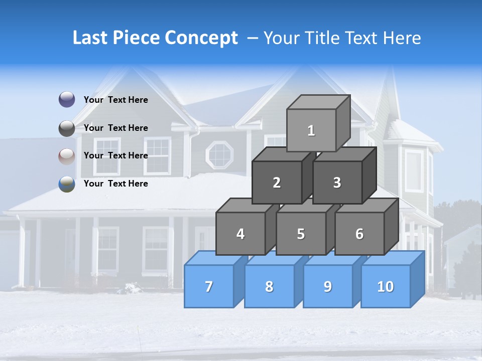 A View Of A New Home In Winter, Covered With Snow. PowerPoint Template