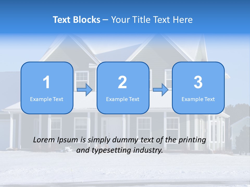 A View Of A New Home In Winter, Covered With Snow. PowerPoint Template