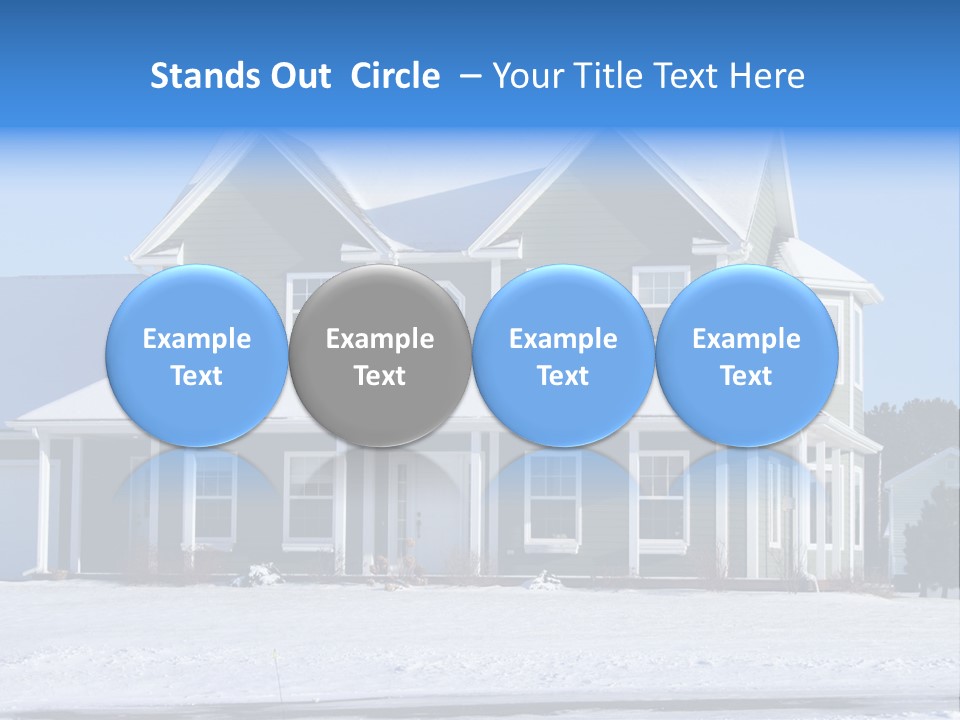 A View Of A New Home In Winter, Covered With Snow. PowerPoint Template