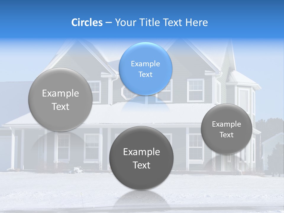 A View Of A New Home In Winter, Covered With Snow. PowerPoint Template