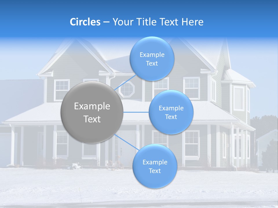 A View Of A New Home In Winter, Covered With Snow. PowerPoint Template