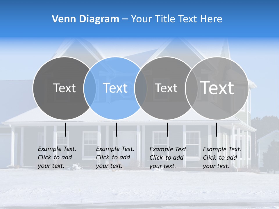 A View Of A New Home In Winter, Covered With Snow. PowerPoint Template