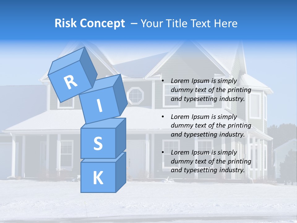 A View Of A New Home In Winter, Covered With Snow. PowerPoint Template