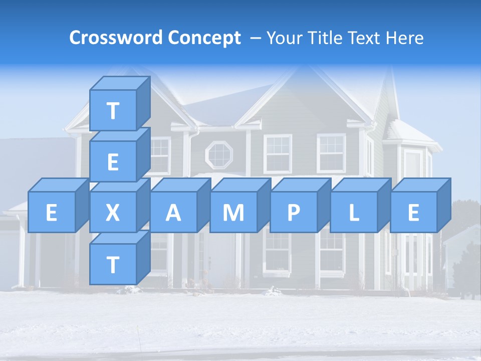 A View Of A New Home In Winter, Covered With Snow. PowerPoint Template