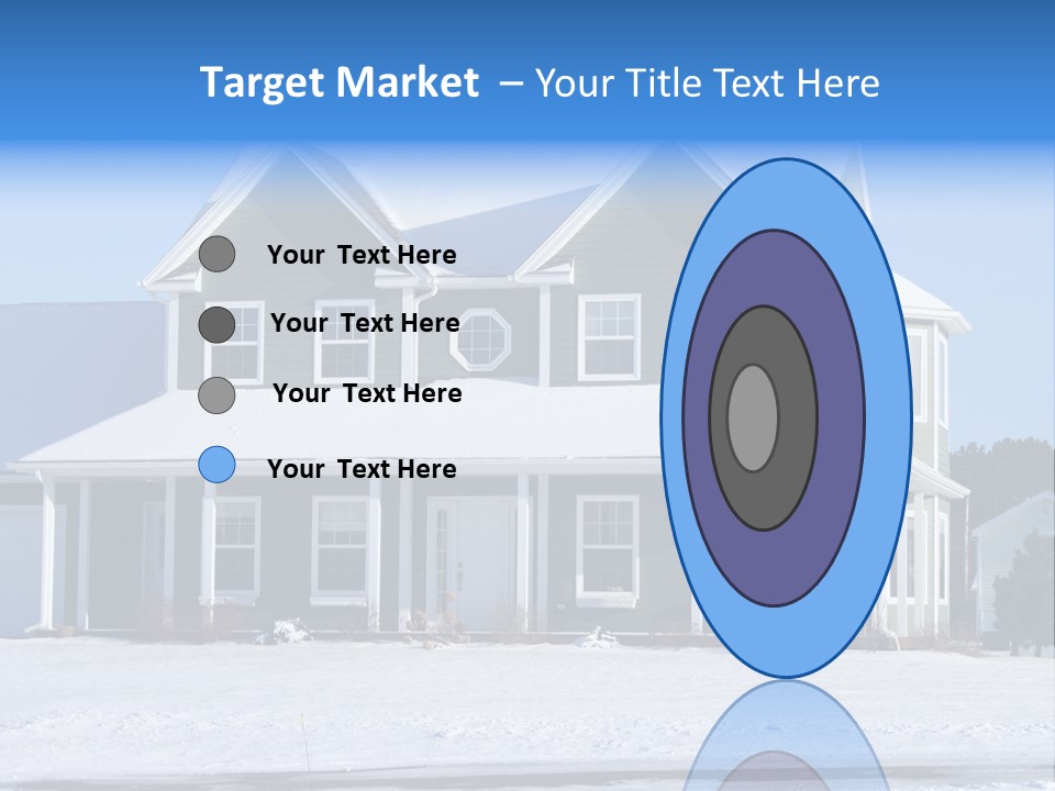 A View Of A New Home In Winter, Covered With Snow. PowerPoint Template