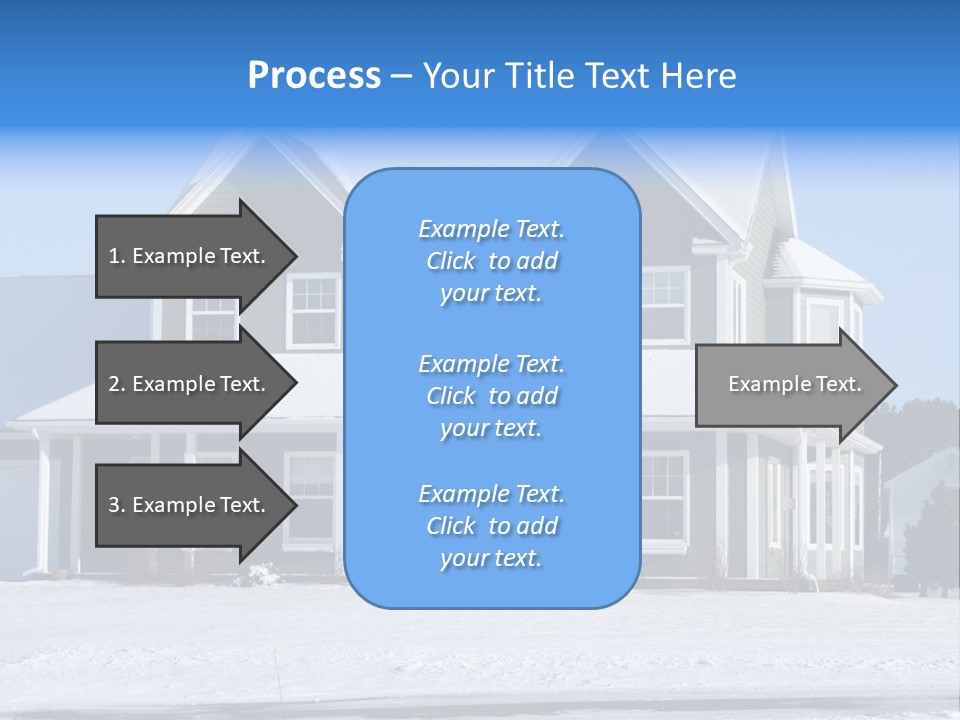 A View Of A New Home In Winter, Covered With Snow. PowerPoint Template